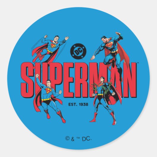 Superman Legenden Voor Altijd Grafisch Ronde Sticker (Voorkant)