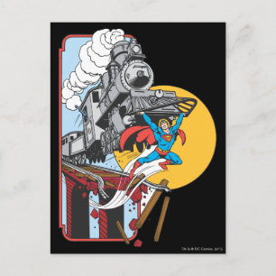 Superman Lifts Train Briefkaart