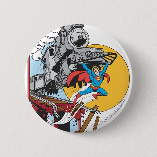Superman Lifts Train Ronde Button 5,7 Cm (Voorkant)