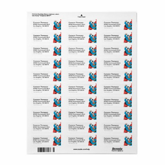 Superman links vuist opgetild etiket (Full Sheet)