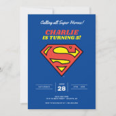 Superman Logo | Blue Super Hero Birthday Kaart (Voorkant)