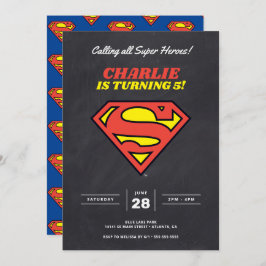 Superman Logo | Chalkboard Super Hero Birthday Kaart