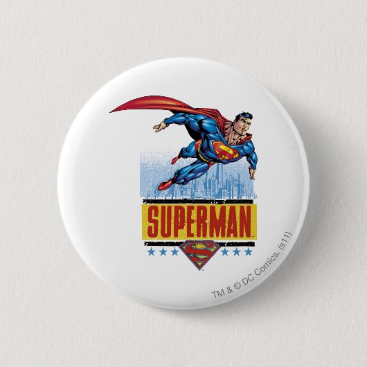 Superman met cityscape ronde button 5,7 cm (Voorkant)