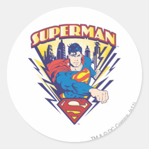 Superman met elektriciteit ronde sticker