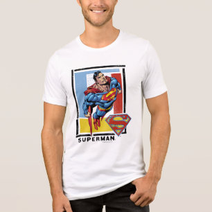 Superman met kleurrijke achtergrond Tri-Blend shirt