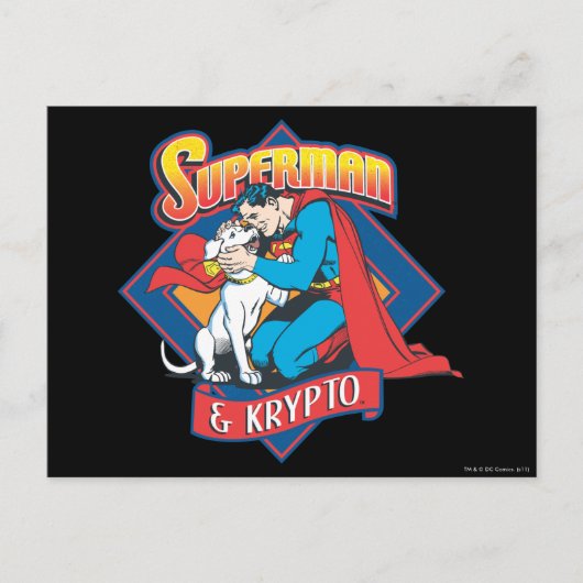 Superman met Krypto Briefkaart (Voorkant)