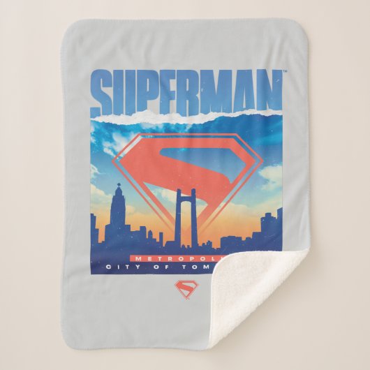 Superman Metropolis Skyline Sherpa Deken (Voorkant)