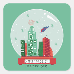Superman Metropolis Snow Wereldbol Graphic Vierkante Sticker