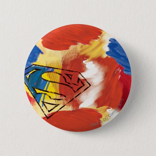 Superman Painted Logo Ronde Button 5,7 Cm (Voorkant)