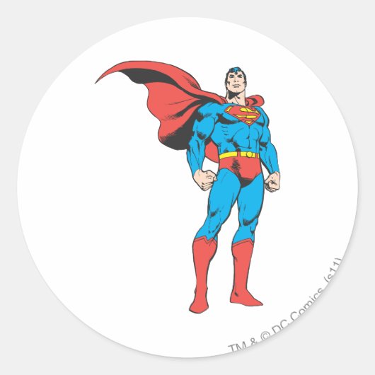 Superman Posing 3 Ronde Sticker (Voorkant)
