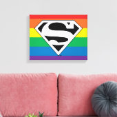 Superman Rainbow-Logo Canvas Afdruk (Insitu (Woonkamer))