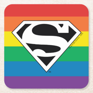 Superman Rainbow-Logo Vierkante Kartonnen Onderzetter