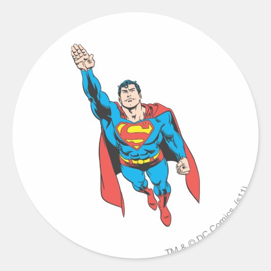 Superman Right Arm Ram Ronde Sticker (Voorkant)