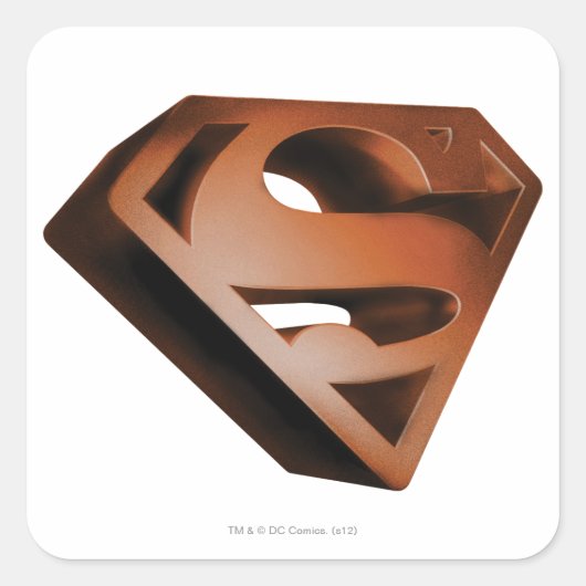 Superman S-Shield | 3D Gramachtige Logo Vierkante Sticker (Voorkant)