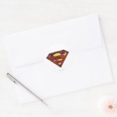 Superman S-Shield | Donkere rode Logo Ronde Sticker (Envelop)