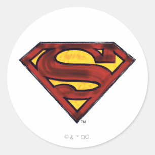 Superman S-Shield Donkere rode Logo Ronde Sticker
