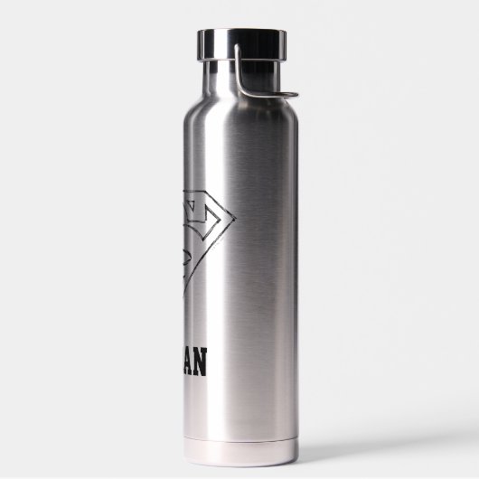 Superman S-Shield | Eenvoudig zwart | Jouw namen t Waterfles (Links)