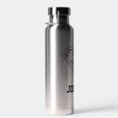 Superman S-Shield | Eenvoudig zwart | Jouw namen t Waterfles (Rechts)