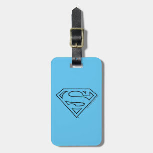 Superman S-Shield Eenvoudige zwarte omlijning Lo Bagagelabel