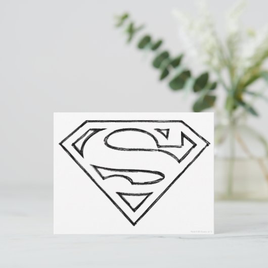 Superman S-Shield | Eenvoudige zwarte omlijning Lo Briefkaart (Staand voorkant)