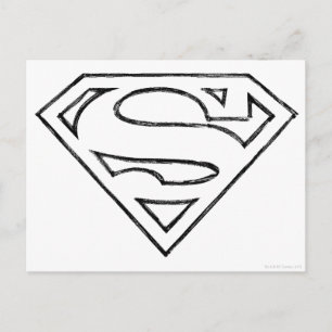 Superman S-Shield   Eenvoudige zwarte omlijning Lo Briefkaart