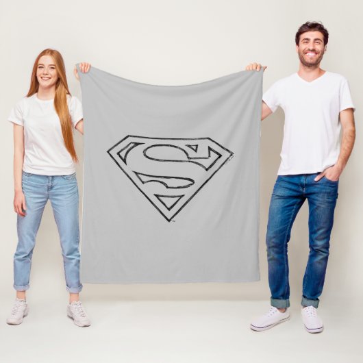Superman S-Shield | Eenvoudige zwarte omlijning Lo Fleece Deken (In situ)