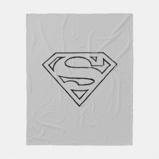 Superman S-Shield | Eenvoudige zwarte omlijning Lo Fleece Deken (Voorkant)
