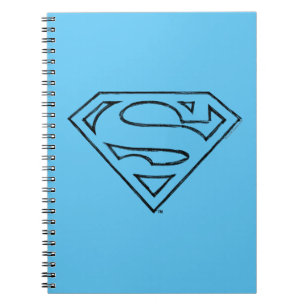 Superman S-Shield Eenvoudige zwarte omlijning Lo Notitieboek