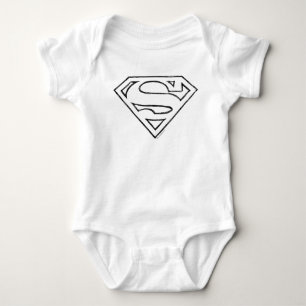 Superman S-Shield Eenvoudige zwarte omlijning Lo Romper