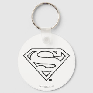 Superman S-Shield   Eenvoudige zwarte omlijning Lo Sleutelhanger