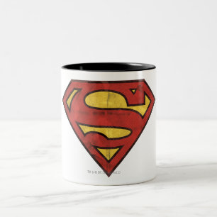 Superman S-Shield   Grunge Logo Tweekleurige Koffiemok