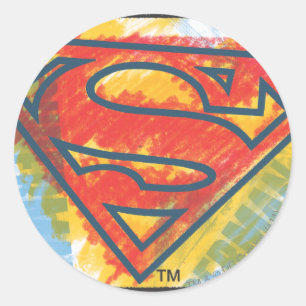 Superman S-Shield   Kleur Logo Ronde Sticker