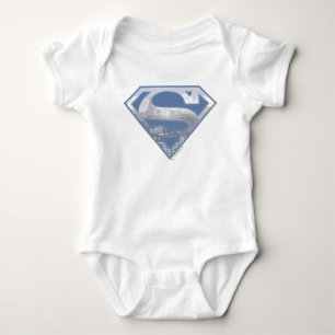 Superman S-Shield Light Blue City Logo Romper