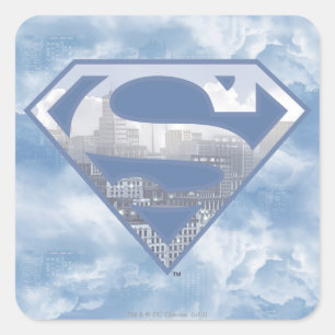 Superman S-Shield   Light Blue City Logo Vierkante Sticker