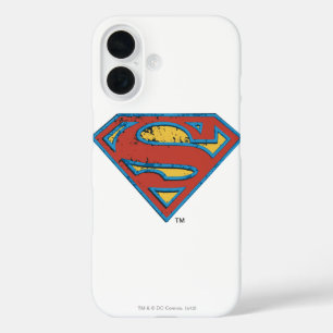 Superman S-Shield Logo blauwe omtrek iPhone 16 Hoesje
