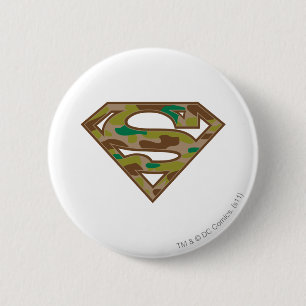Superman S-Shield Logo Camouflage Ronde Button 5,7 Cm