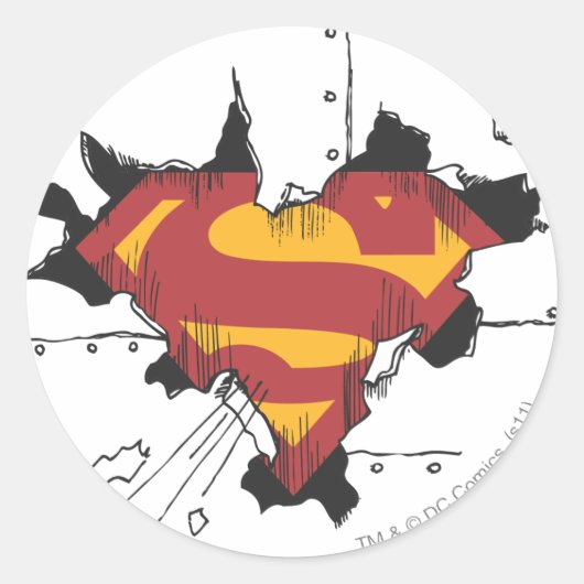 Superman S-Shield | Logo gebroken metaal Ronde Sticker (Voorkant)
