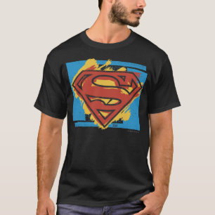 Superman S-Shield Logo met blauwe achtergrond T-shirt