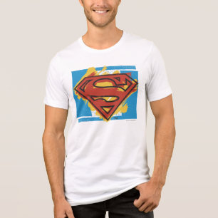 Superman S-Shield Logo met blauwe achtergrond Tri-Blend Shirt