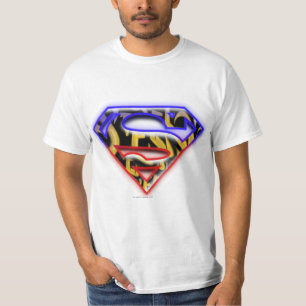Superman S-Shield Logo Paarse-Rode Graffiti T-shirt