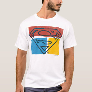Superman S-Shield Logo rode blauwe geel blok T-shirt