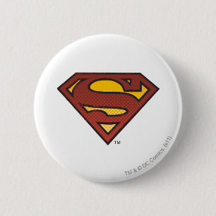 Superman S-Shield Logo van Stippen Ronde Button 5,7 Cm