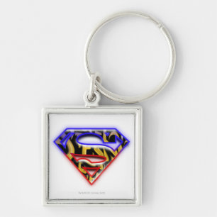 Superman S-Shield   Paars-Rode Graffiti-Logo Sleutelhanger
