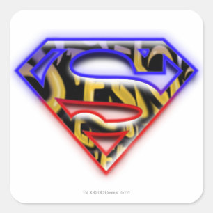 Superman S-Shield   Paars-Rode Graffiti-Logo Vierkante Sticker