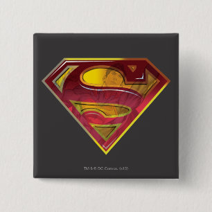 Superman S-Shield Reflectie-Logo Vierkante Button 5,1 Cm