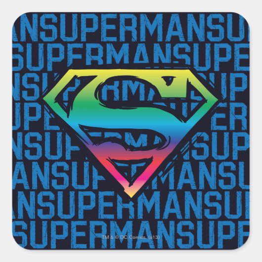 Superman S-Shield | Regenboog-Logo Vierkante Sticker (Voorkant)