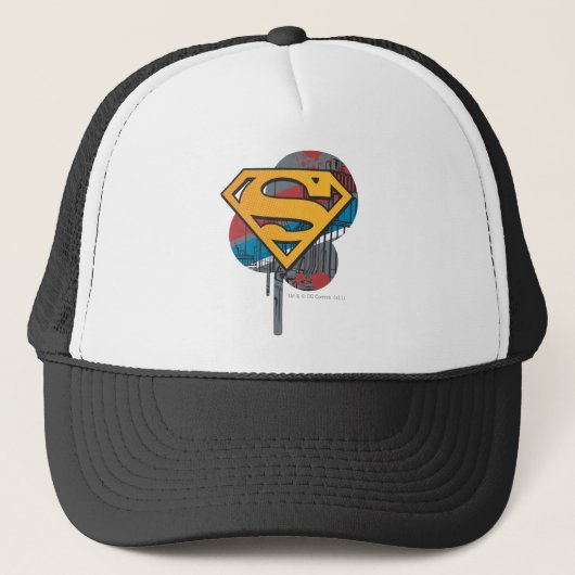 Superman S-Shield | Sinaasappel met verf Trucker Pet (Voorkant)