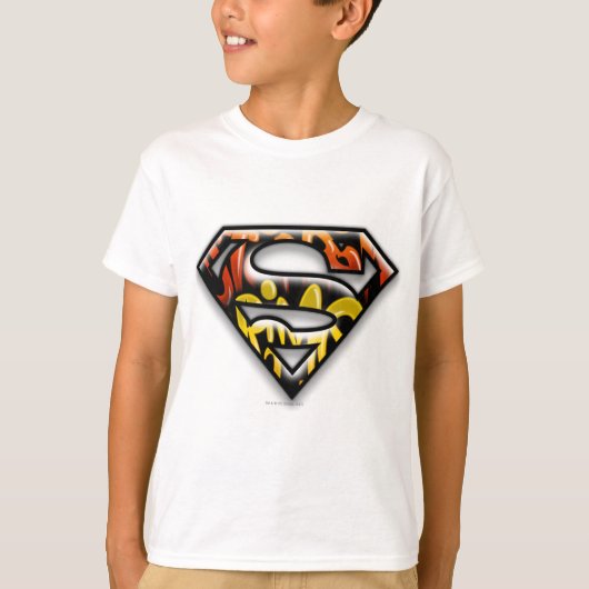 Superman S-Shield | Zwarte lijn Graffiti-Logo T-shirt (Voorkant)