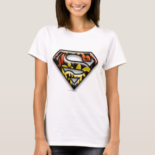 Superman S-Shield  Zwarte omtrek Graffiti-Logo T-shirt
