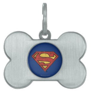 Superman S-Shield Zwarte omtrek van de boomgaard Huisdieren Naamplaatje